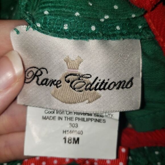 RARE EDITIONS VINTAGE CHRISTMAS CORDUROY CANDY CANE DRESS 18 MOMTHS - Picture 4 of 5